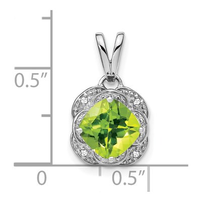 14K White Gold Peridot & Diamond Cushion Pendant – view 3