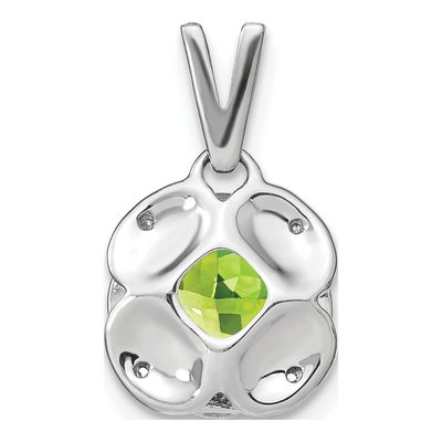 14K White Gold Peridot & Diamond Cushion Pendant – view 4