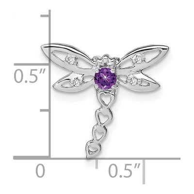 14K White Gold Amethyst & Diamond Dragonfly Slide Pendant – view 3