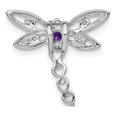 14K White Gold Amethyst & Diamond Dragonfly Slide Pendant – view 4