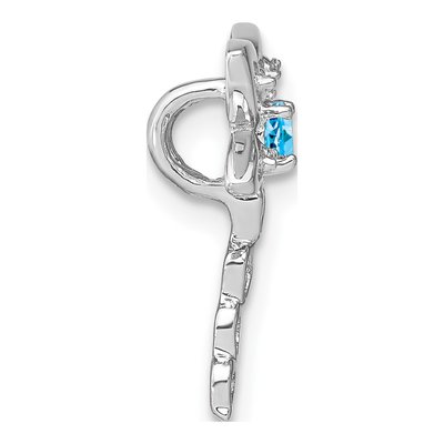14K White Gold Swiss Blue Topaz & Diamond Dragonfly Slide Pendant – view 2