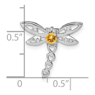 14K White Gold Citrine & Diamond Dragonfly Slide Pendant – view 3