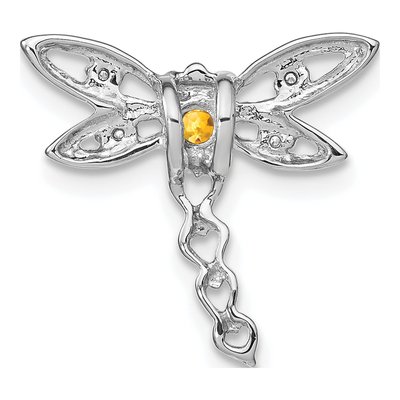 14K White Gold Citrine & Diamond Dragonfly Slide Pendant – view 4