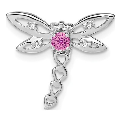 14K White Gold Diamond Dragonfly Slide Pendant