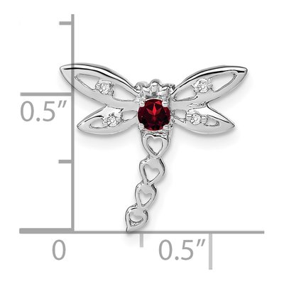 14K White Gold Garnet & Diamond Dragonfly Slide Pendant – view 3