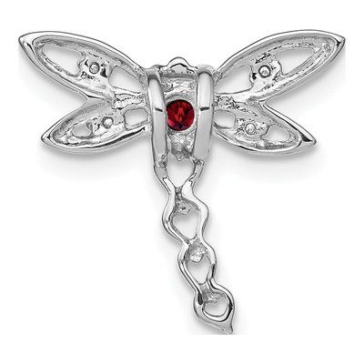 14K White Gold Garnet & Diamond Dragonfly Slide Pendant – view 4