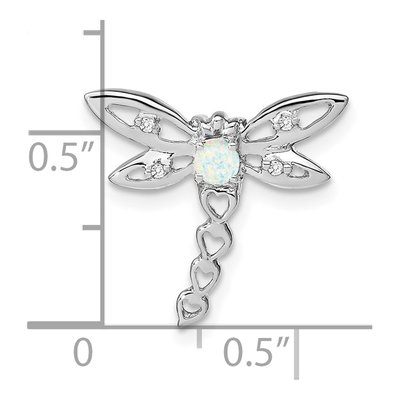 14K White Gold Lab-Created Opal & Diamond Dragonfly Slide Pendant – view 3