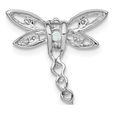 14K White Gold Lab-Created Opal & Diamond Dragonfly Slide Pendant – view 4