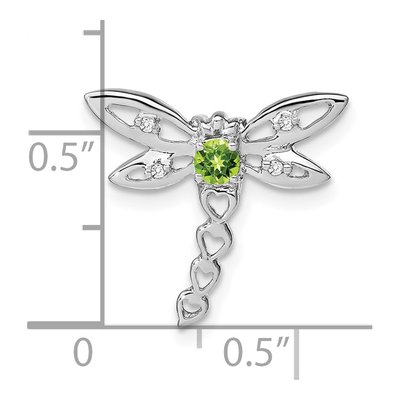 14K White Gold Peridot & Diamond Dragonfly Slide Pendant – view 3