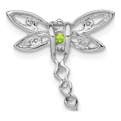 14K White Gold Peridot & Diamond Dragonfly Slide Pendant – view 4