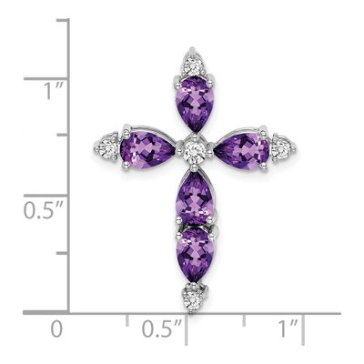 14K White Gold 1/5 ct tw Amethyst & Diamond Cross Slide Pendant – view 4
