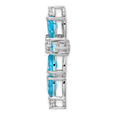 14K White Gold 1/5 ct tw Swiss Blue Topaz & Diamond Cross Slide Pendant – view 2