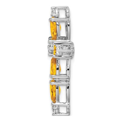 14K White Gold 1/5 ct tw Citrine & Diamond Pear Cross Slide Pendant – view 2