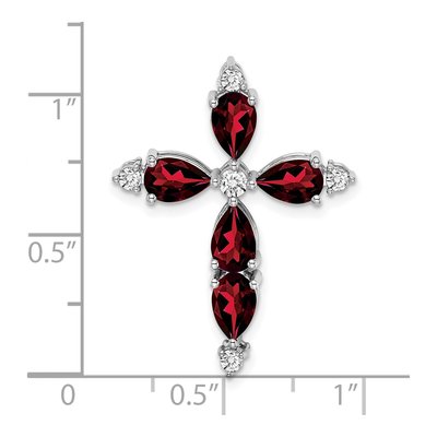 14K White Gold 1/5 ct tw Garnet & Diamond Cross Slide Pendant – view 3