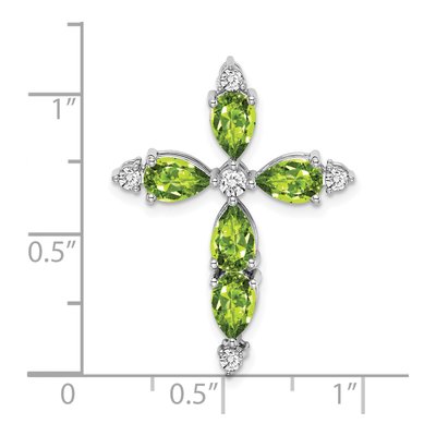 14K White Gold 1/5 ct tw Peridot & Diamond Cross Slide Pendant – view 4