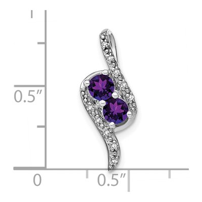 14K White Gold 1/20 ct tw Amethyst & Diamond Slide Pendant – view 3