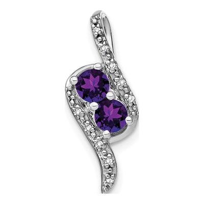 14K White Gold 1/20 ct tw Amethyst & Diamond Slide Pendant