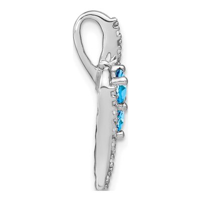 14K White Gold 1/20 ct tw Swiss Blue Topaz & Diamond Slide Pendant – view 2
