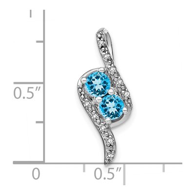14K White Gold 1/20 ct tw Swiss Blue Topaz & Diamond Slide Pendant – view 3