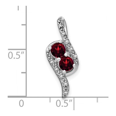 14K White Gold 1/20 ct tw Garnet & Diamond Slide Pendant – view 3