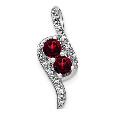 14K White Gold 1/20 ct tw Garnet & Diamond Slide Pendant