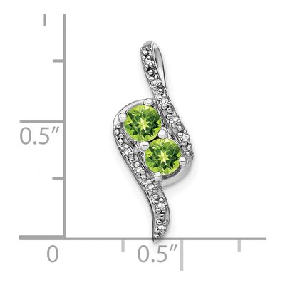 14K White Gold 1/20 ct tw Peridot & Diamond Slide Pendant – view 4