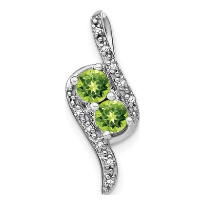 14K White Gold 1/20 ct tw Peridot & Diamond Slide Pendant