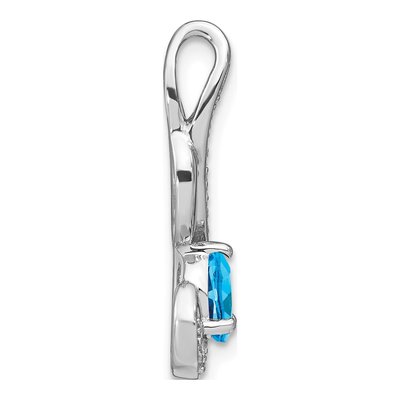 14K White Gold 1/10 ct tw Swiss Blue Topaz & Diamond Swirl Slide Pendant – view 2