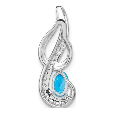 14K White Gold 1/10 ct tw Swiss Blue Topaz & Diamond Swirl Slide Pendant – view 4