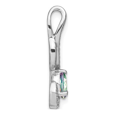 14K White Gold 1/10 ct tw Mystic Fire Topaz & Diamond Swirl Pendant – view 2