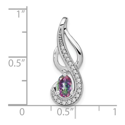 14K White Gold 1/10 ct tw Mystic Fire Topaz & Diamond Swirl Pendant – view 3