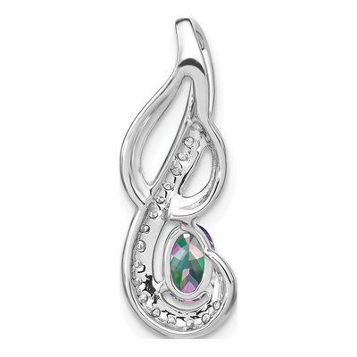 14K White Gold 1/10 ct tw Mystic Fire Topaz & Diamond Swirl Pendant – view 4