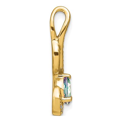 14K Yellow Gold 1/10 ct tw Mystic Fire Topaz & Diamond Swirl Pendant – view 2