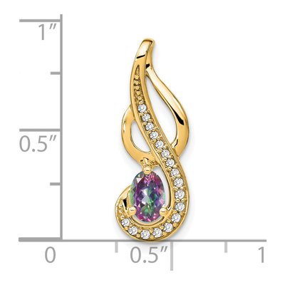 14K Yellow Gold 1/10 ct tw Mystic Fire Topaz & Diamond Swirl Pendant – view 3