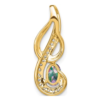 14K Yellow Gold 1/10 ct tw Mystic Fire Topaz & Diamond Swirl Pendant – view 4