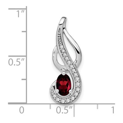 14K White Gold 1/10 ct tw Garnet & Diamond Swirl Slide Pendant – view 3