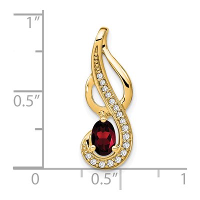 14K Yellow Gold 1/10 ct tw Garnet & Diamond Swirl Slide Pendant – view 3