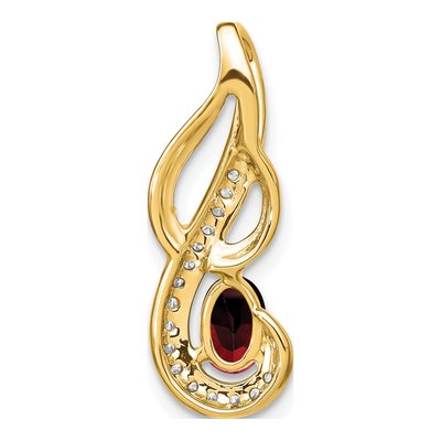 14K Yellow Gold 1/10 ct tw Garnet & Diamond Swirl Slide Pendant – view 4