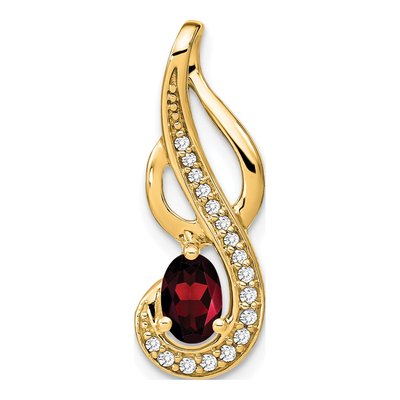 14K Yellow Gold 1/10 ct tw Garnet & Diamond Swirl Slide Pendant