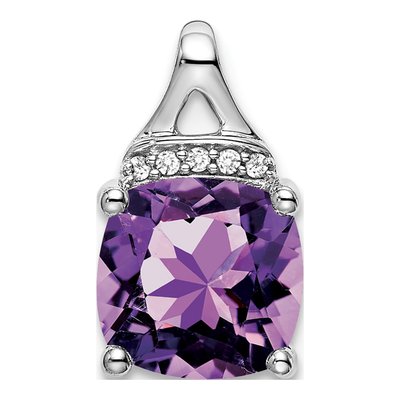 14K White Gold Amethyst & Diamond Slide Pendant