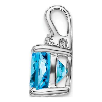14K White Gold Swiss Blue Topaz & Diamond Slide Pendant – view 2