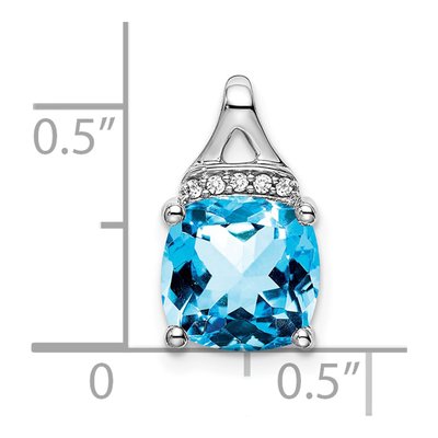14K White Gold Swiss Blue Topaz & Diamond Slide Pendant – view 3