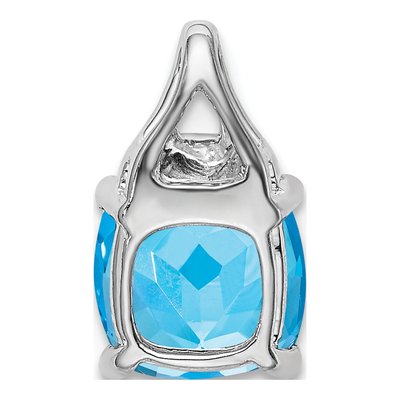 14K White Gold Swiss Blue Topaz & Diamond Slide Pendant – view 4