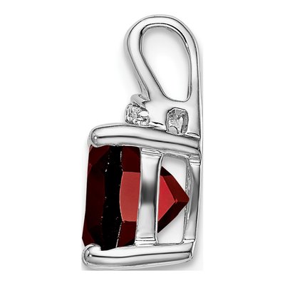 14K White Gold Garnet & Diamond Cushion Slide Pendant – view 2