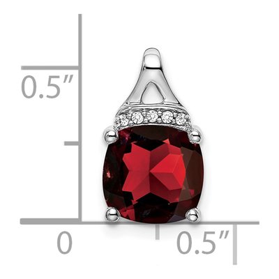 14K White Gold Garnet & Diamond Cushion Slide Pendant – view 3