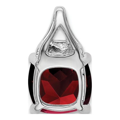14K White Gold Garnet & Diamond Cushion Slide Pendant – view 4