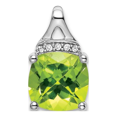 14K White Gold Peridot & Diamond Slide Pendant