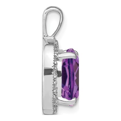 14K White Gold 0.16 ct tw Amethyst & Diamond Halo Pendant – view 2
