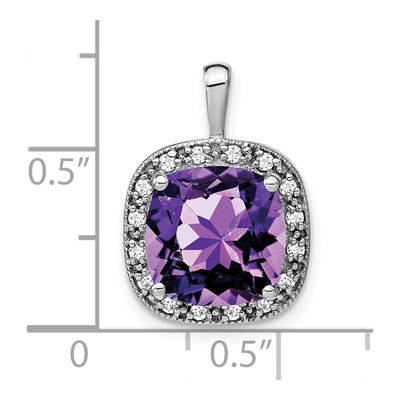 14K White Gold 0.16 ct tw Amethyst & Diamond Halo Pendant – view 3