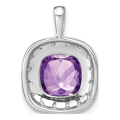 14K White Gold 0.16 ct tw Amethyst & Diamond Halo Pendant – view 4